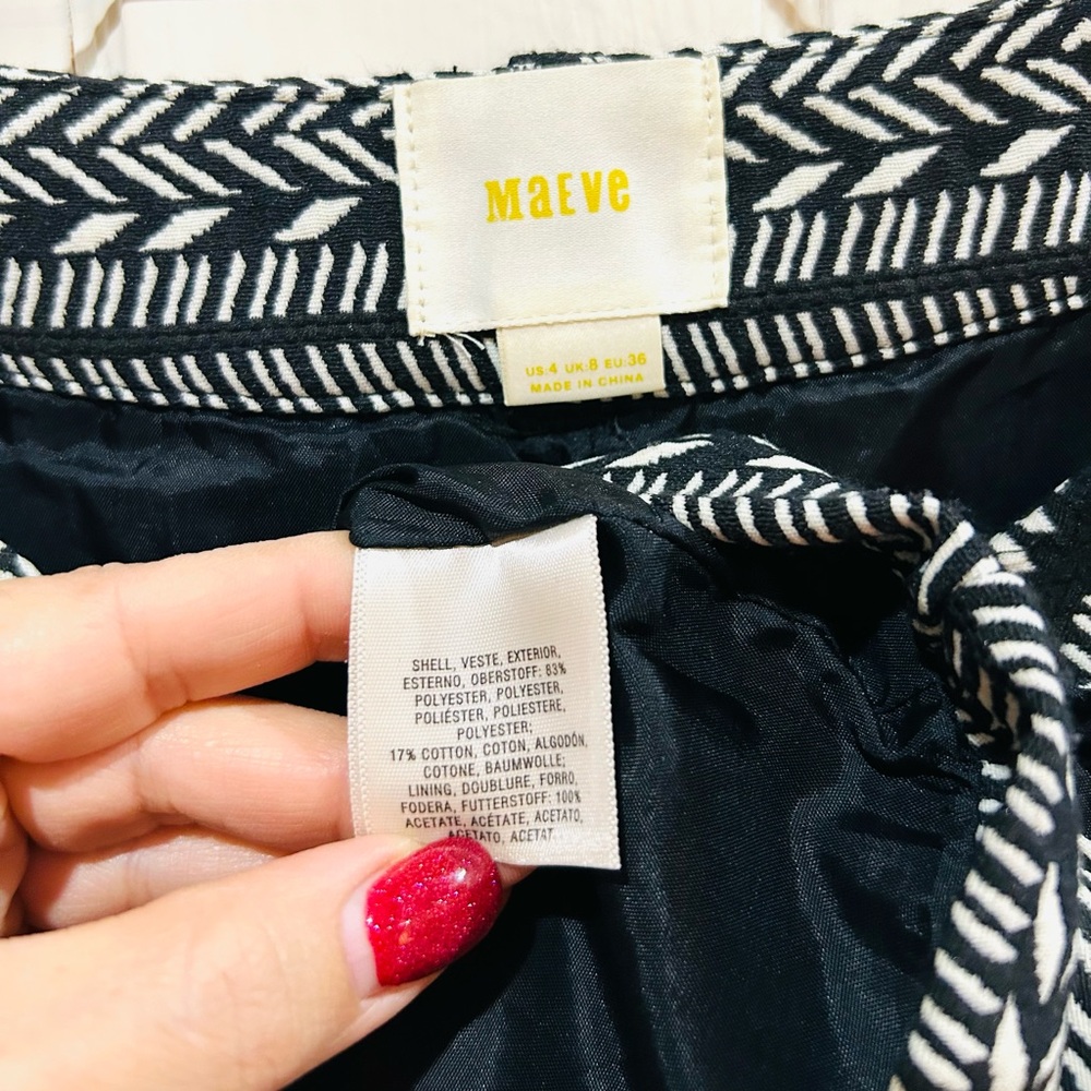 Anthropologie Maeve "Fieldnotes" Black & White Tweed Mini Skirt Tribal Size 4 - Picture 8 of 8
